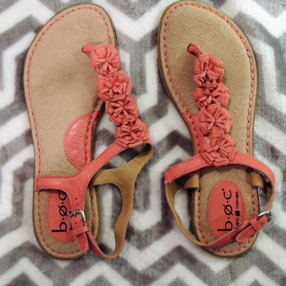 coral leather sandals